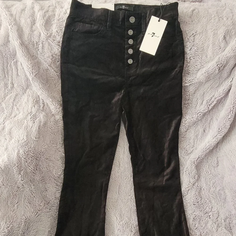 7 Jeans: Black Velvet Skinny's! High Wasted. Size 26. Brand New with Tags. - Picture 3 of 5